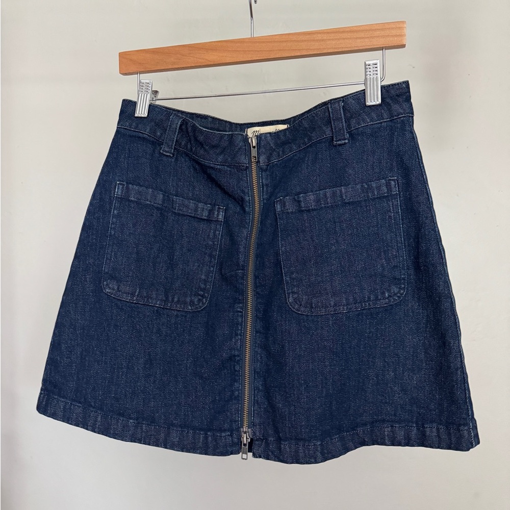 Madewell: Dark Denim Zip-Front A-Line Skirt (Size 29)
